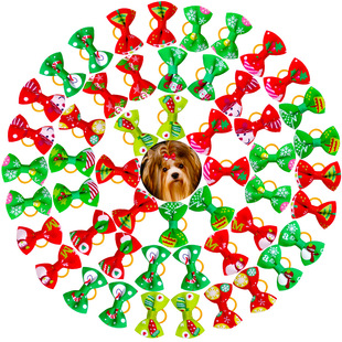Amazon Hot Selling Christmas Pet Head Flower Dog Cat Bow Santa Teddy Spot Wholesale