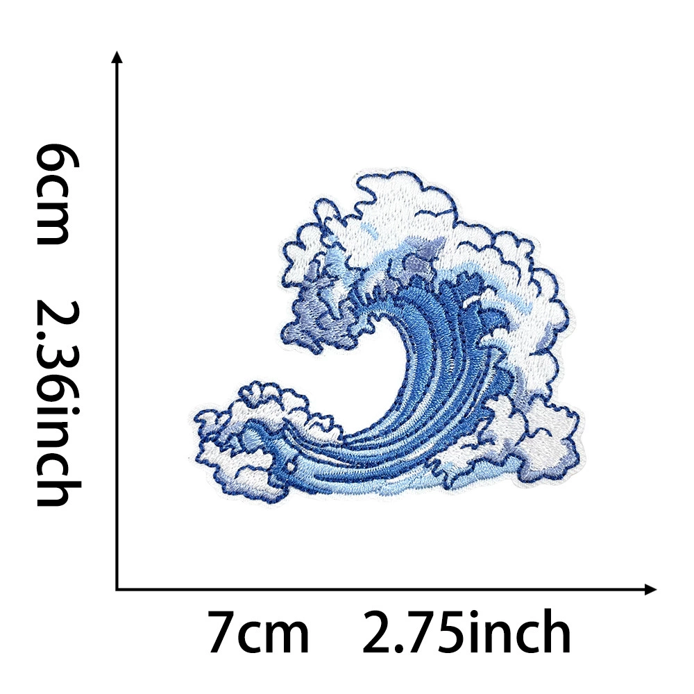 Embroidered Patch Set — Summer Beach & Surf Motifs, Assorted Designs, 6.3×5.1 cm