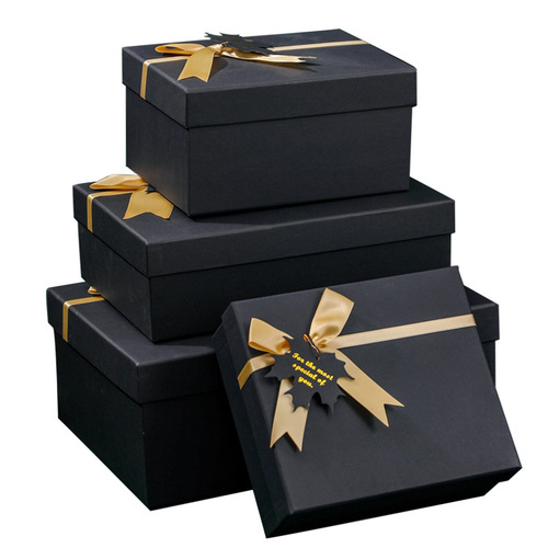 Black rectangular bow gift box cup shoes packaging box creative lid gift set wholesale