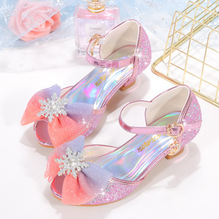 Girls Sandals Summer 2025 New Korean Style Bow Princess Shoes for Big Children and Little Girls High Heels Student Sandals