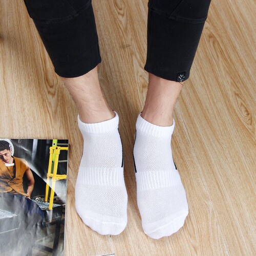 Men's Ankle Socks with Letter Mesh Crew Socks Spring and Summer Light Mouth Breathable Sports Anti-Odor Matchable Pure Cotton Crew Socks Wholesale