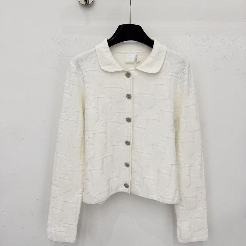 High-Quality Trendy Brand D's New Letter Jacquard Design Jacket, Korean-Style Elegant Knit Cardigan Top for Women High-Quality Trendy Brand D's New Letter Jacquard Design Jacket, Korean-Style Elegant Knit Cardigan Top for Women