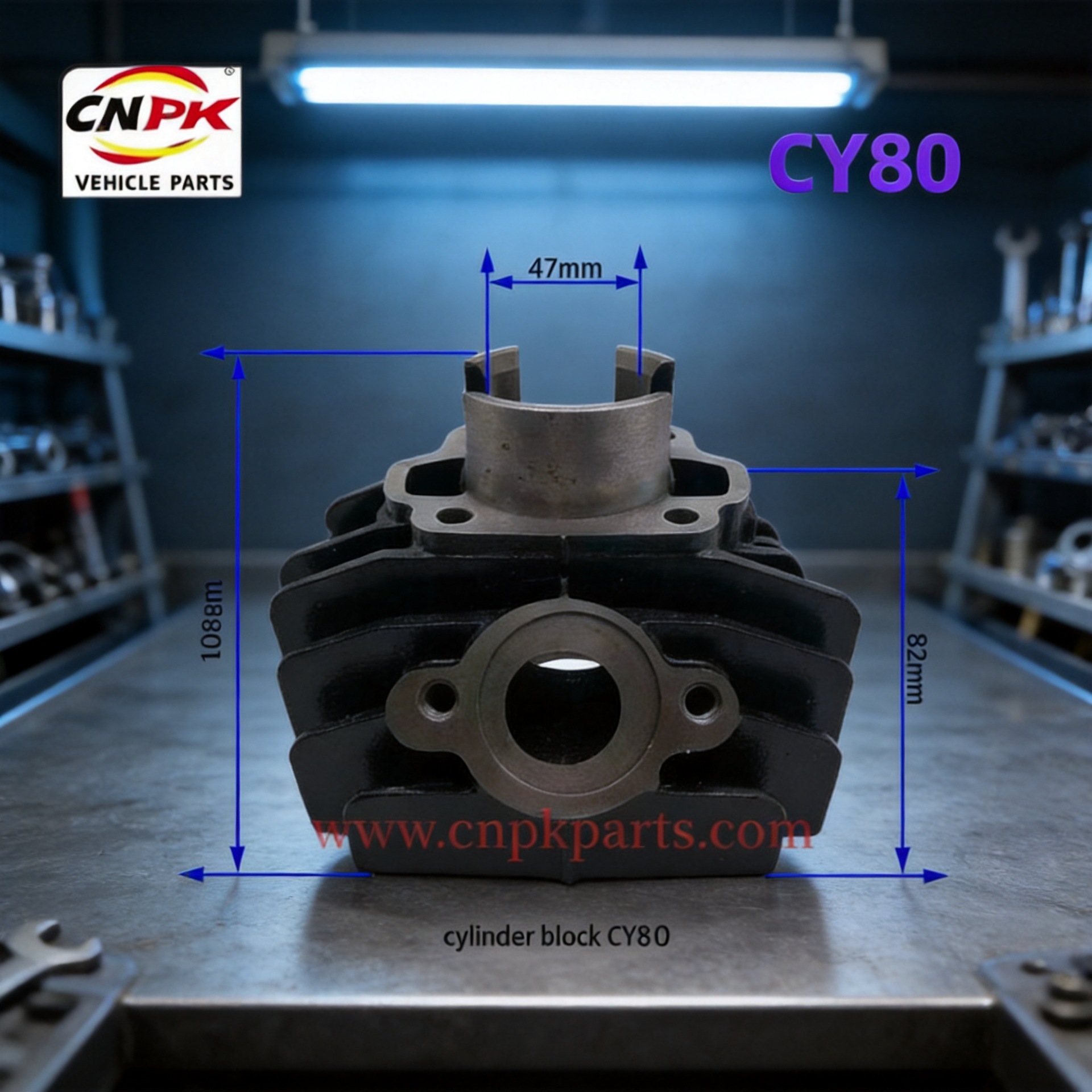 CY80 80cc two-stroke motorcycle engine parts: cylinder liner, crankshaft, carburetor replacement parts