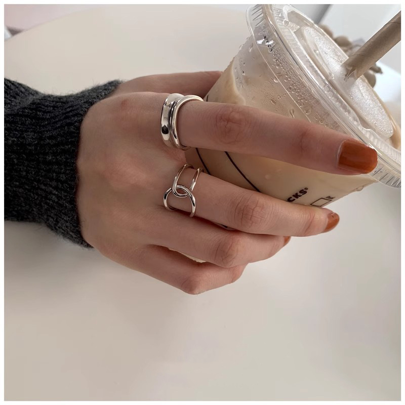 Wide Irregular Plain Band Cross Geometric Curves, Index Finger With Niche Open Design, Personalized Ring Wholesale_voghion.com