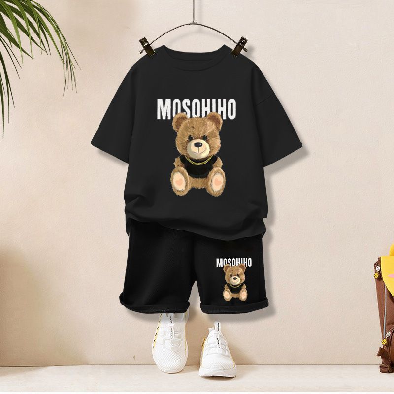 Big Gold Bear# Black Short T-shorts