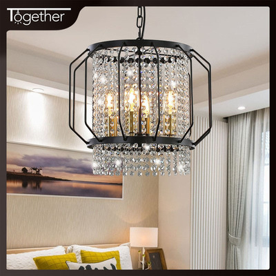 Amazon Cross border a living room a chandelier American style Simplicity led Wrought iron chandelier Café originality Geometry crystal a chandelier