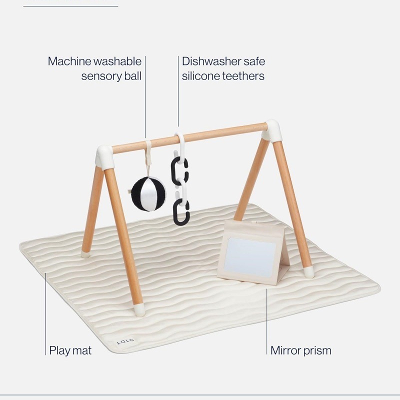 Baby Wooden Gym and Play Mat Baby Gym and Accessories Easy to Assemble and Clean