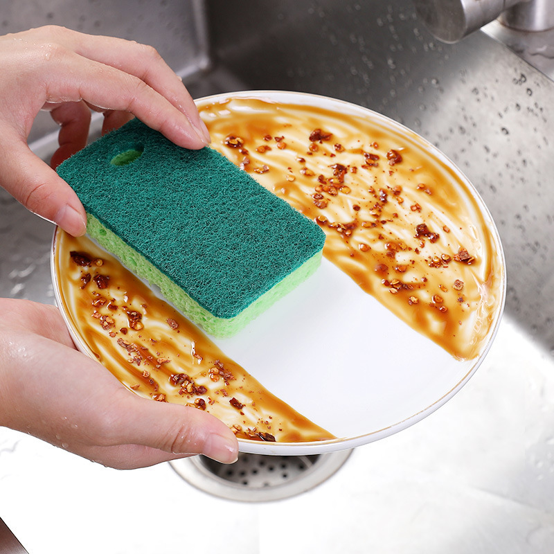 緑の木質綿のスポンジの百潔布の台所のスポンジの塊の吸水の食器洗いの綿の木質のスポンジの食器洗いの布のスポンジはスポンジを拭きます。|undefined