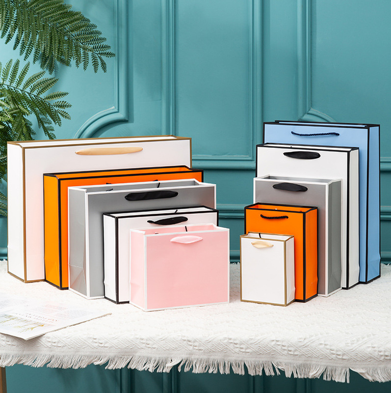 in stock wholesale thickened kraft bag white cardboard bag clothing packaging bag gift handbag hand gift conservation paper bag