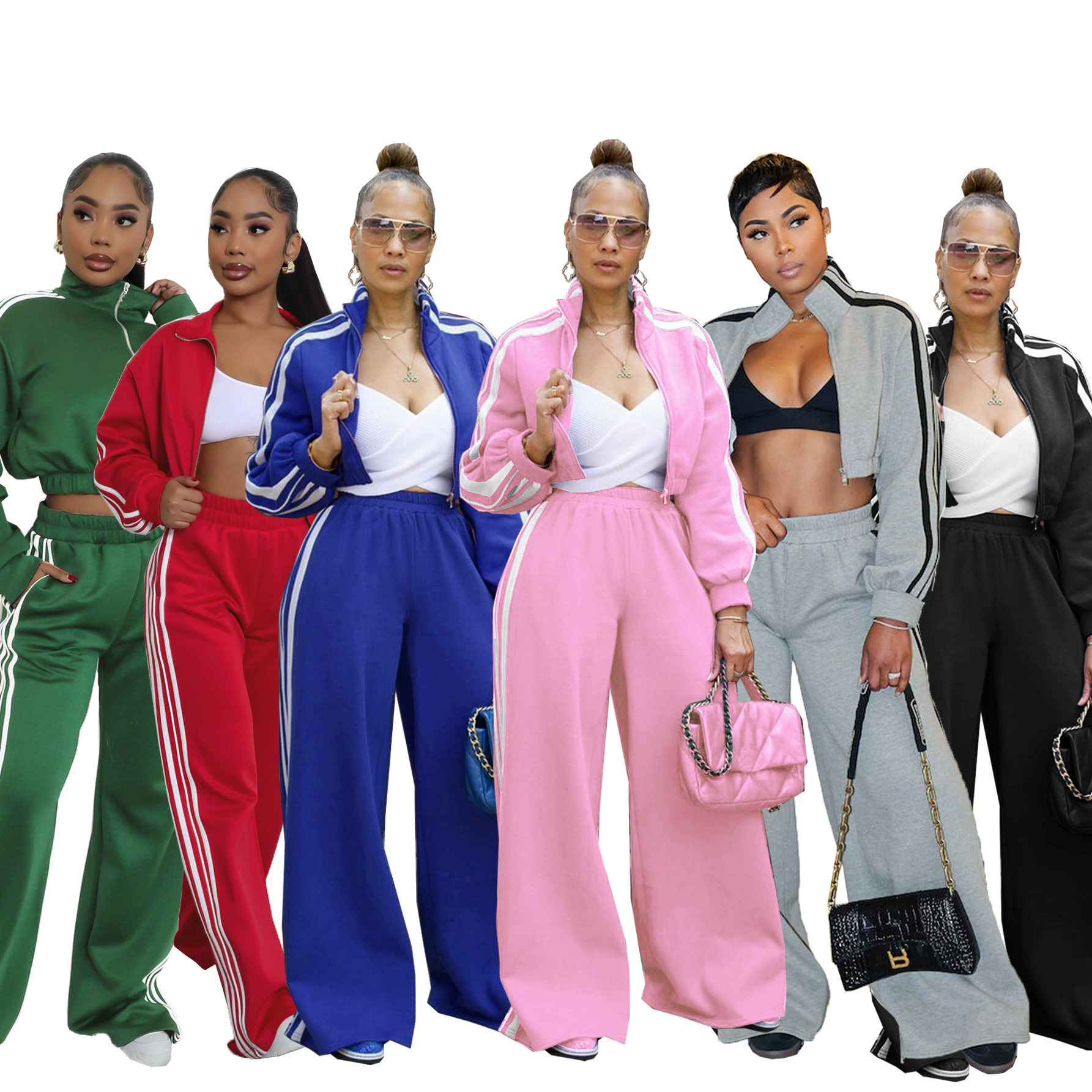 TW562 осенний трансграничный полосатый набор на молнии утолщенные толстые свитки для отдыха