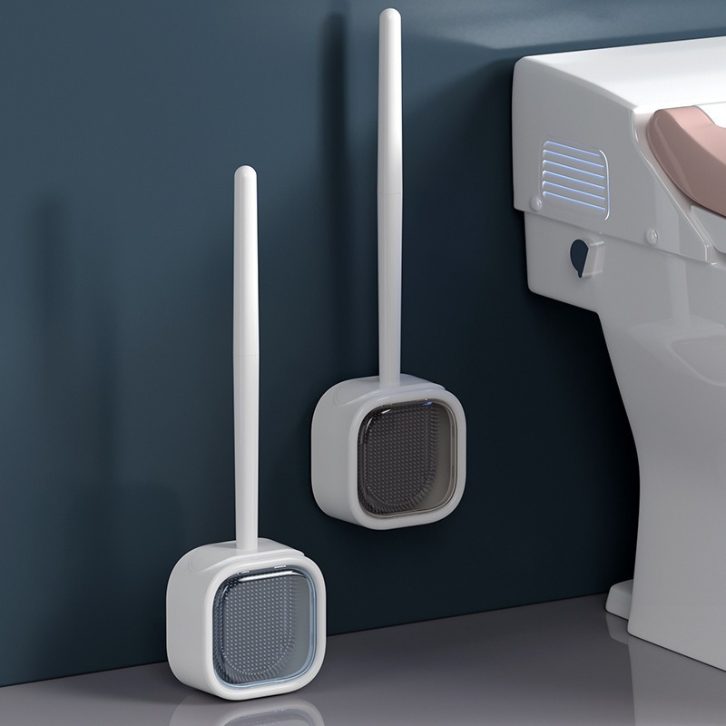 cepillo de inodoro sin esquina muerta, conjunto de cepillo de inodoro montado en la pared, artefacto de lavado, cepillo de inodoro de silicona limpio