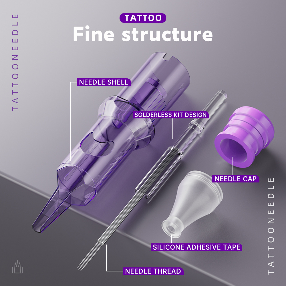 Tuffking tatuaje media luna aguja púrpura secante nebulización aguja de tatuaje herramienta de tatuaje equipo de tatuaje suministros de tatuaje