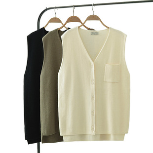 plus size knitted waistcoat women's cardigan art style 2024 autumn waistcoat fat sister 200kg V-neck vest tide 4063