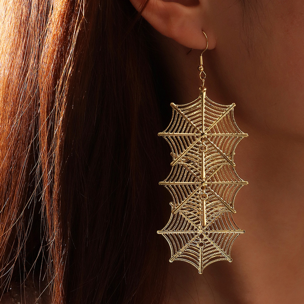 Novelty Spider Web Iron No Inlaid Earrings display picture 1