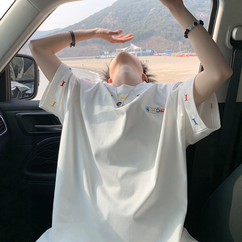 Youth Short-Sleeved T-Shirt for Men, Summer Style for Middle and High School Students, Trendy American-Style Half-Sleeve Cool Tops for Older Boys Youth Short-Sleeved T-Shirt for Men, Summer Style for Middle and High School Students, Trendy American-Style Half-Sleeve Cool Tops for Older Boys