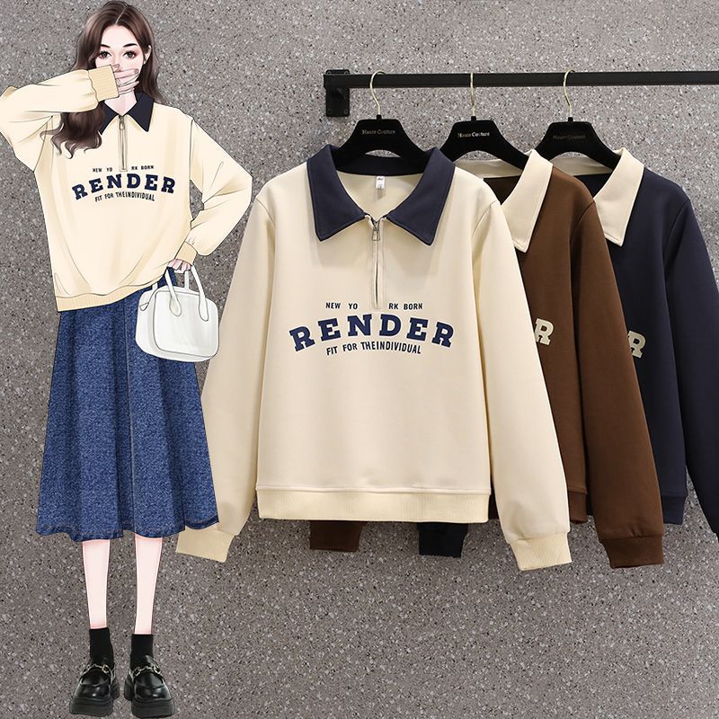 2024春秋冬新款爆款洋气时尚polo领正肩胖mm遮肚显瘦打底衫上衣潮