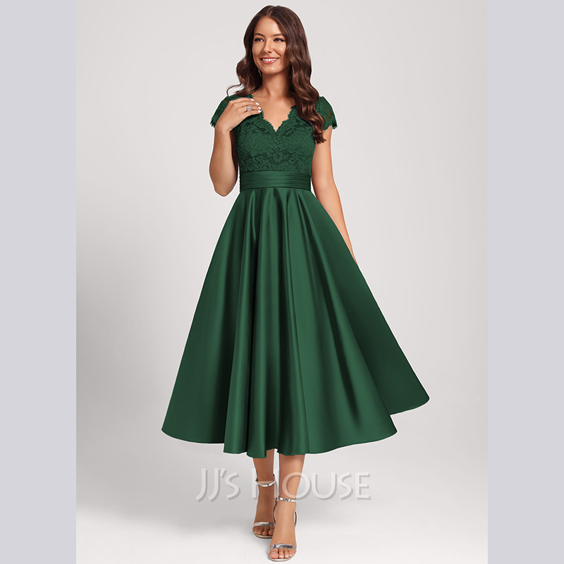 European and American Amazon Evening Dress High-Waisted Short-Sleeved Large Hem over the Knee Evening Party Elegant Slim Catwalk Party Long Dress