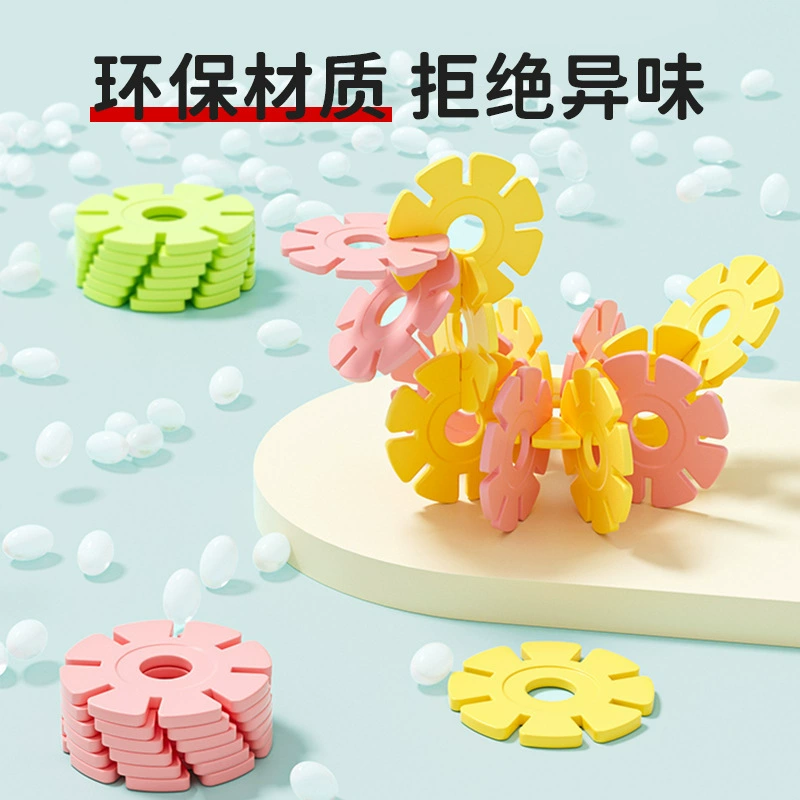 Big constructor, intellectual toy for boys for kindergarten, with snowflakes, increased thickness