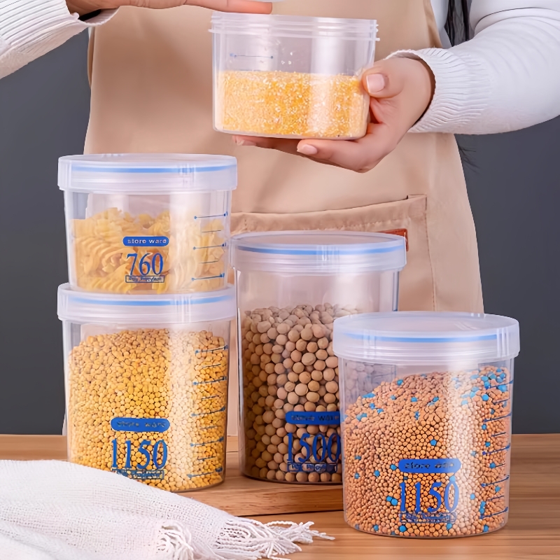 Kitchen Storage Box Grain Sealed Jar Dried Vegetables Dry Goods Tea Storage Food Sealed Box Storage Jar Round