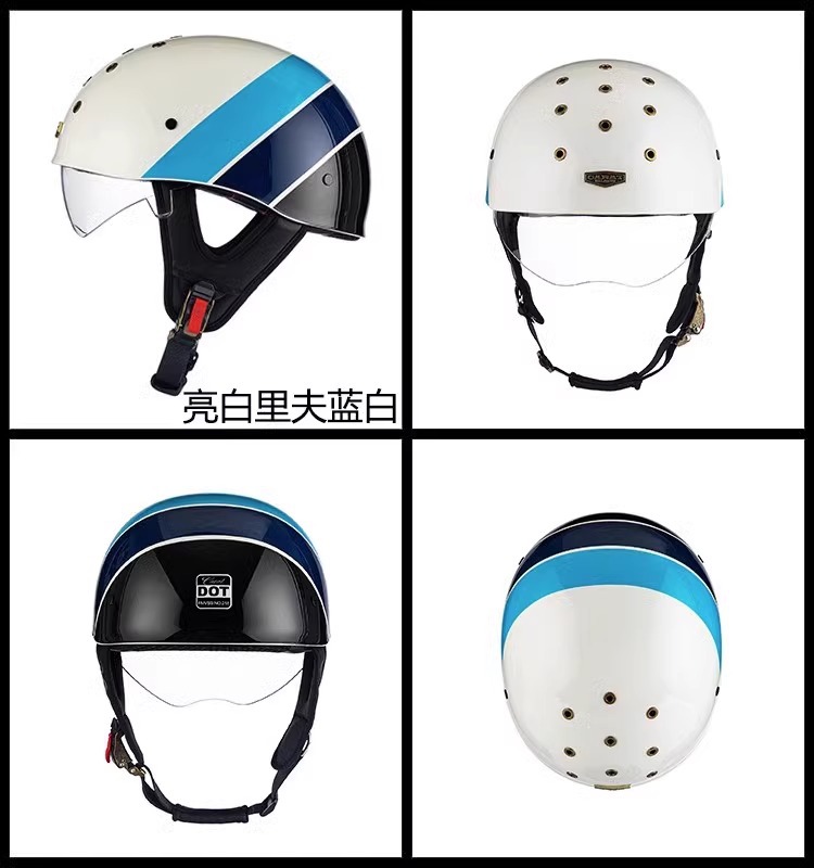Motorcycle Summer Retro Half Helmet Breathable Cruising Helmet Electric Vehicle Ultra-Light Unisex Helmet 3C Certified