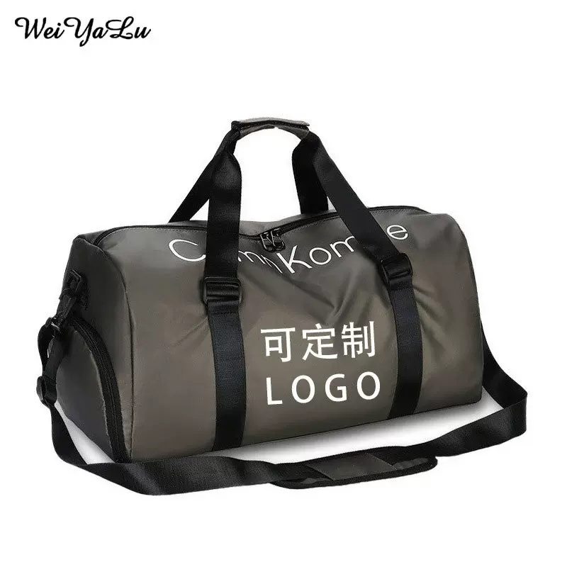 2025简约字母短途旅行包手提大容量运动健身包独立鞋仓出差行李袋