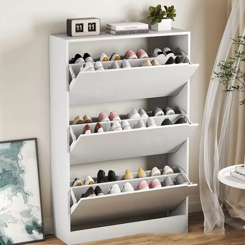 定制翻斗鞋架 多层家用放鞋柜 客厅家具一体简易鞋柜 门口一体柜