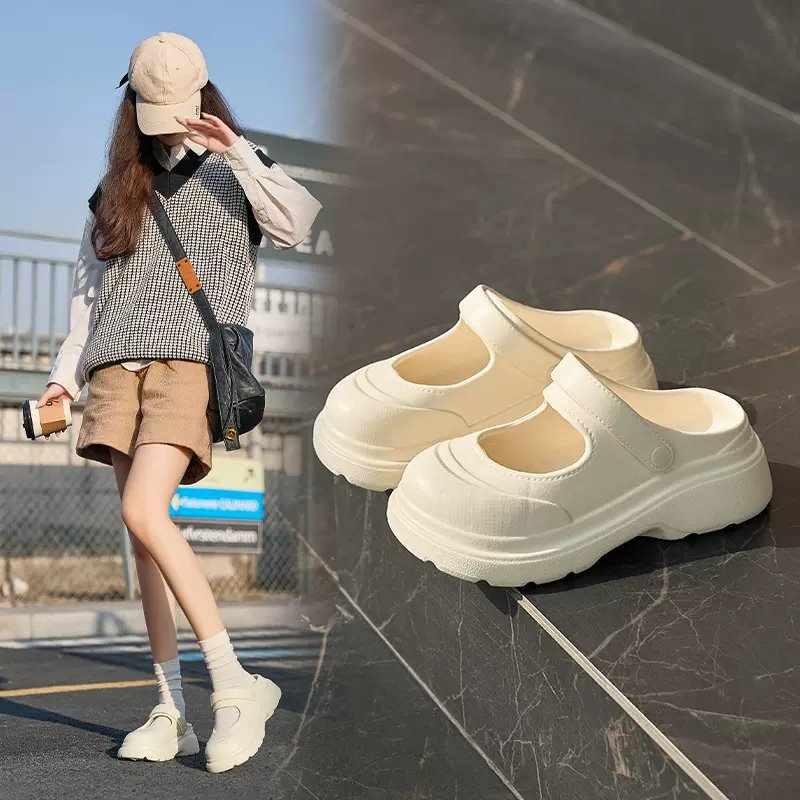玛丽珍拖鞋2025新款女夏天厚底防滑松糕一鞋两穿踩屎感eva凉鞋女