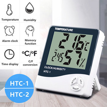 跨境專供HTC-1氣象天氣電子鍾數字數顯萬年歷 家用溫度濕度計鬧鍾