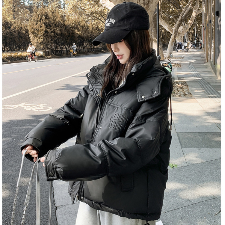外贸棉服女短款2025新款韩版时尚连帽宽松面包服学生ins港风棉袄|undefined