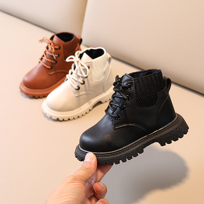 秋冬童鞋儿童马丁靴男童英伦皮靴女童短靴宝宝鞋子加绒加厚中小童