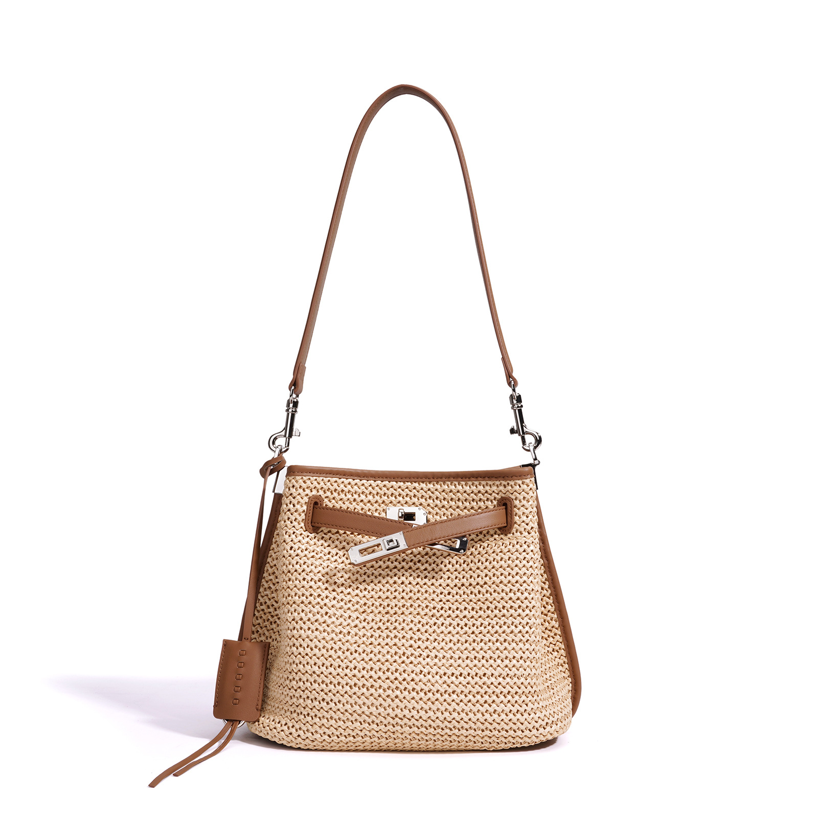 Summer Ins Style Versatile Single Shoulder Bag New Cowhide Woven Handbag Genuine Leather Women's Crossbody Bag For Beach Vacation - Thumbnail 6