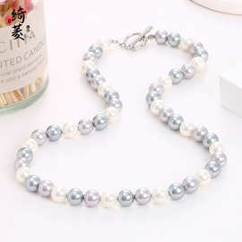 法式轻奢小众设计感镀真金OT扣不掉色珍珠项链女百搭高级感锁骨链