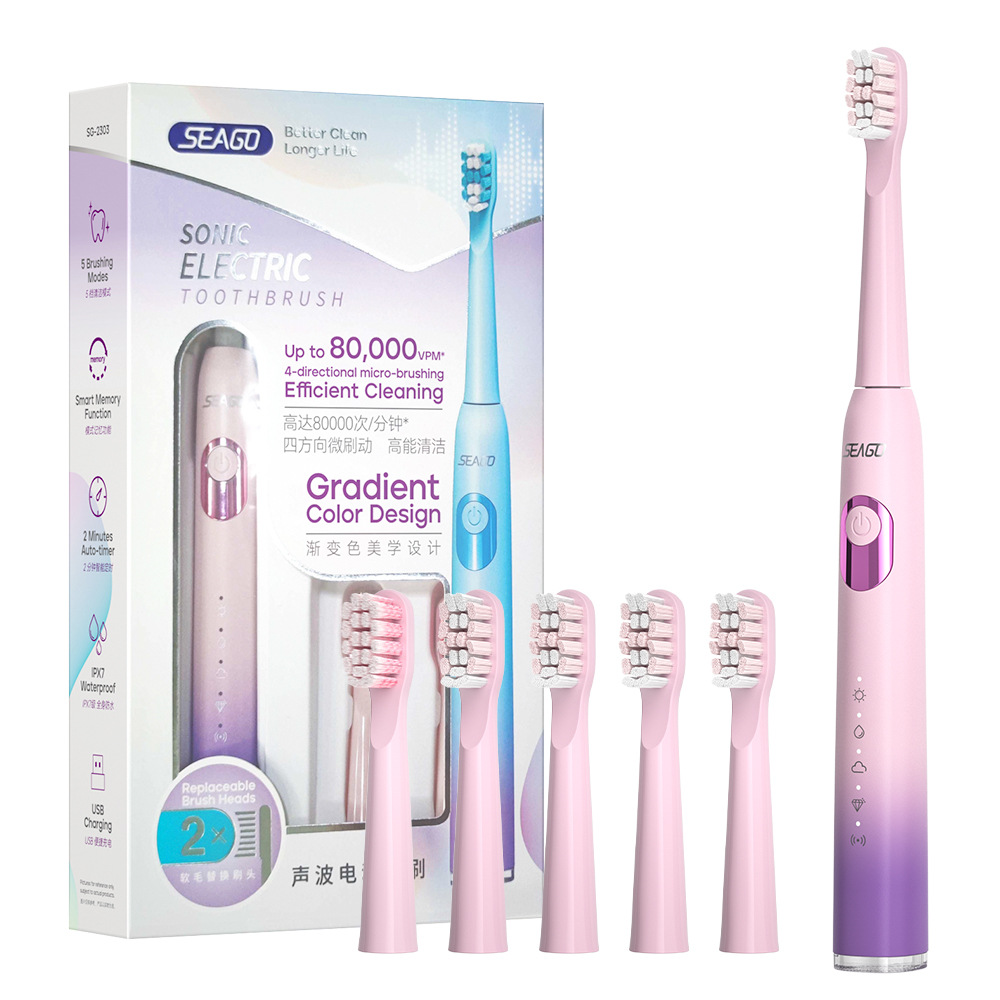 2303 그라데이션 퍼플 [메인 손잡이 + 브러시 와이어*2 + 충전 케이블] 칫솔모 4개 포함