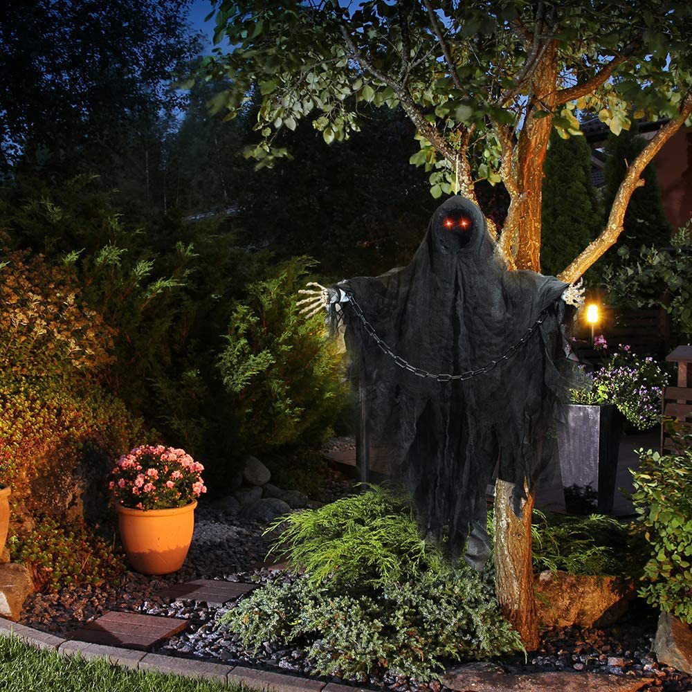 Halloween horror apoyos bar casa embrujada decoración suministros juguetes eléctricos sonido luminoso sin cara colgando fantasma