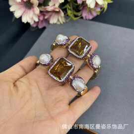 土耳其苏丹石变色石紫钻紫镶嵌活口手镯 天然石法式vintage首饰