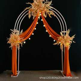新款婚庆道具铁艺花拱门婚礼舞台现场布置迎宾区花艺架子花门排花