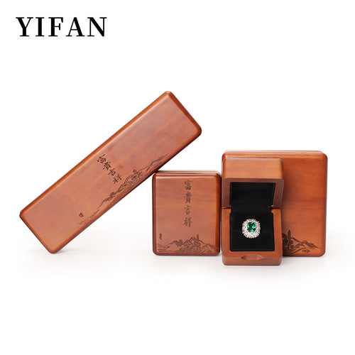 High-end necklace earring ring portable accessory box wooden box exquisite jewelry box wooden storage wholesale packaging box