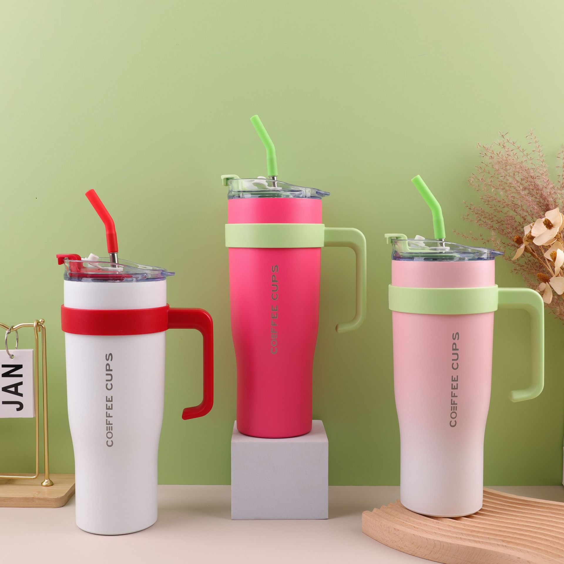 Transfronterizo nuevo Big Mac 40oz304 taza de acero inoxidable taza de aislamiento de gran capacidad mango de paja taza de hielo