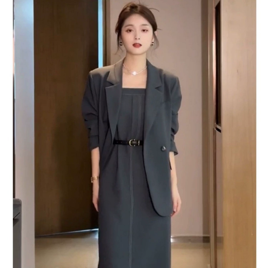 2612 Женский Универсальный костюм больших размеров, платье-слинг для похудения с талией для полных девочек, костюм из двух частей