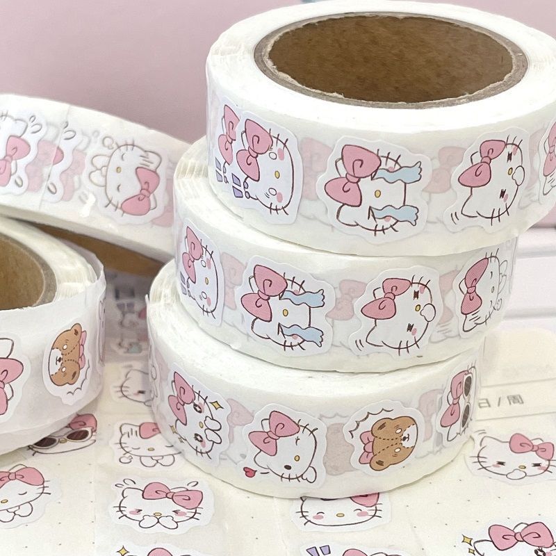 Ins小紅書爆金粉kitty巻きシール価値アニメ500枚かわいい手帳装飾テープ|undefined