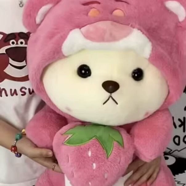 Plush doll strawberry bear, removable hat, multi-size 35–100 cm, with mini bears