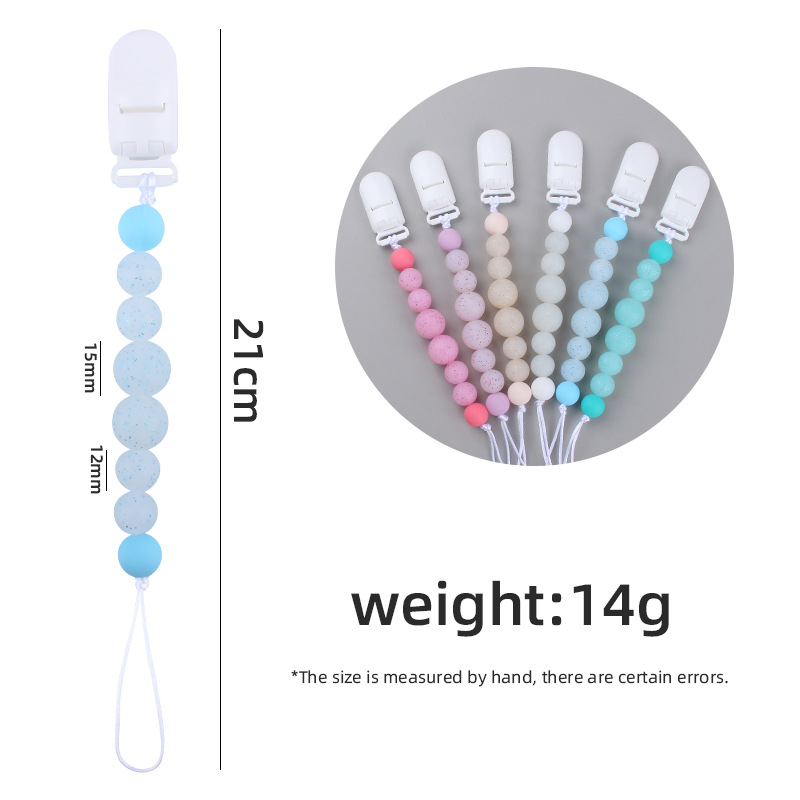 Suministros para bebés cristal impreso Cadena de chupete calmante bebé cuentas de silicona mordedura de pegamento molar cadena anti-gota Nuevo