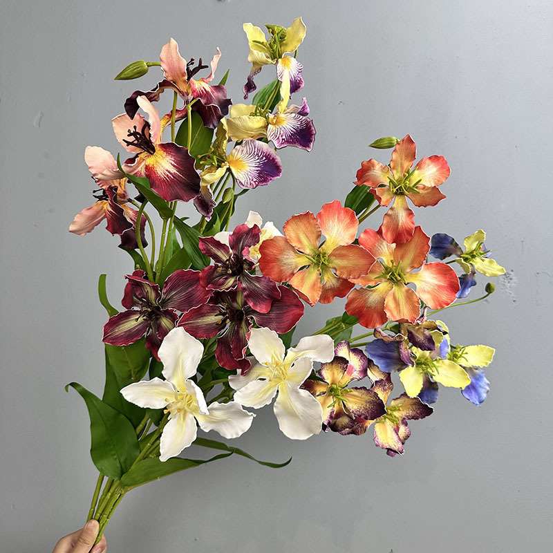 3頭のアイリス蘭造花、高品質3叉レトロアリスショッピングモールウィンドウ、フラワーレイアウト付き|undefined