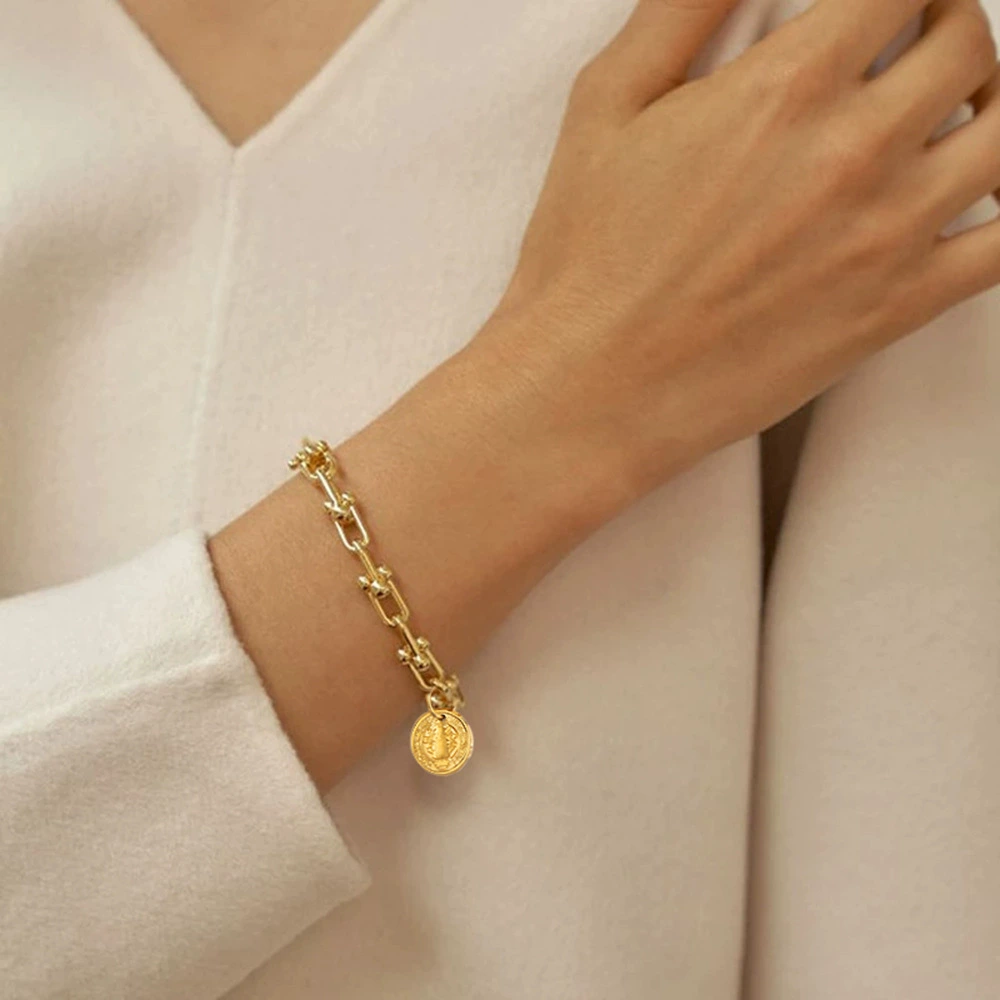 Fashionable accessory, pendant, chain stainless steel, bracelet, European style