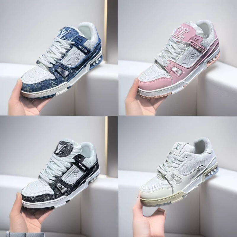 High-End Foreign Trade Genuine Leather Lv Trainer New Sneakers, Couple's Style, Luxury Sports Casual Shoes for Men and Women High-End Foreign Trade Genuine Leather Lv Trainer New Sneakers, Couple's Style, Luxury Sports Casual Shoes for Men and Women
