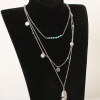 Fashionable retro accessory ancient style, metal turquoise nail sequins with tassels, necklace, European style