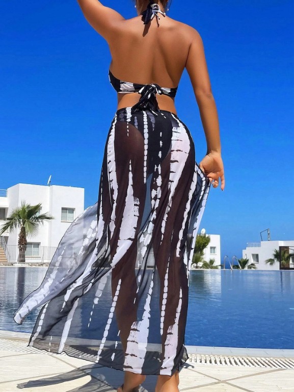 Women's Gender Women's Elegant Basic Printing 3 Pieces Set Bikinis Swimwear