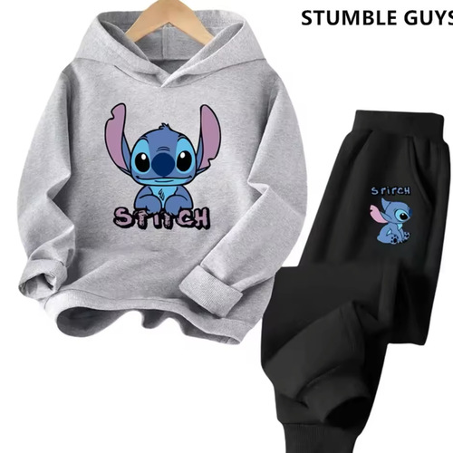 Stitch Cute Cartoon Stitch-themed Printed Hoodie and Pants Set for Boys and Girls, 300