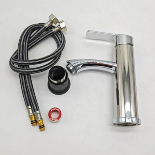 Fábrica directa lavabo grifo de material de plástico agua caliente y fría un solo mango de doble agujero tipo inodoro baño