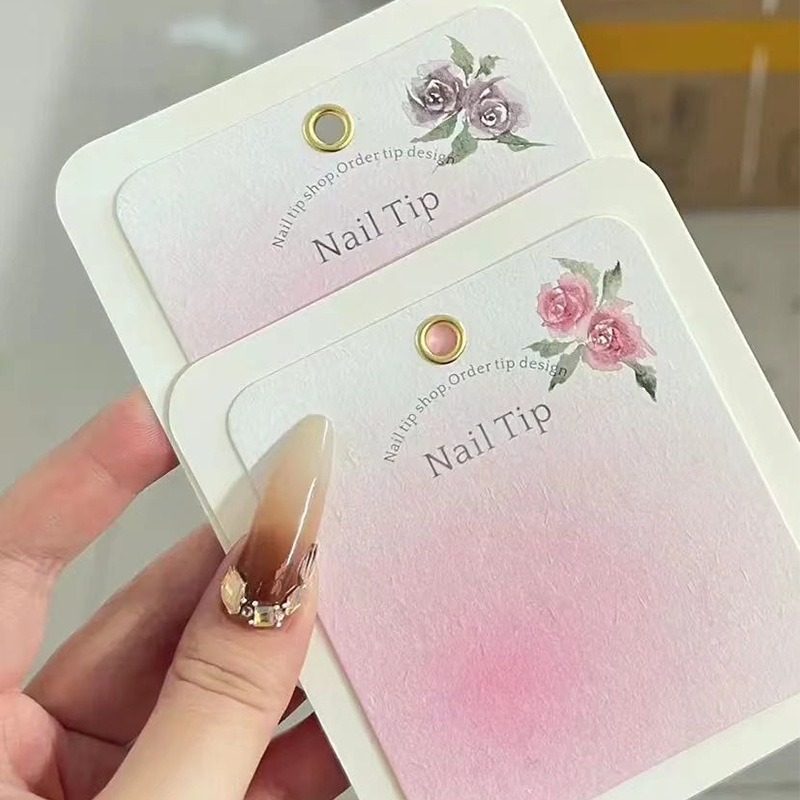 In stock high-grade blush wearing nail card paper pink blooming nail art display card double-layer art paper instructions